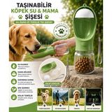 Mianna Köpek Su Şişesi 350 ml – Taşınabilir Mama ve Su Kabı – Gezdirme ve Seyahat Suluk - Yeşil