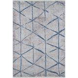 Mianwali Mavi Modern Geometrik Etnik Eskitme Desenli Boho Makinada Yıkanabilir Hafif Hav Toz Vermez Leke Tutmaz Kaymaz Taban Dijital Makine Baskı Halı Oturma Odası Salon Yolluk Koridor Mutfak Halısı