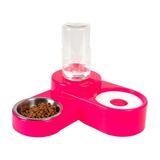 Miapet 1000 ml Fuşya Köşeli Ayarlanabilir Hazneli Çelik Taslı Kedi Köpek Mama ve Su Kabı