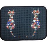 Miapet Elekli Desenli Tuvalet Önü Paspası 60 x 45 cm Ters Kediler - Renkli