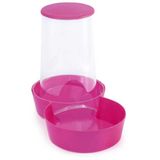Miapet Hazneli Plastik Kedi-Köpek Kapaklı Mama ve Su Kabı 1,5 Lt Yuvarlak Fuşya