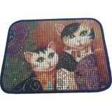 Miapet Miapet Elekli Desenli Kedi Tuvalet Önü Paspası 60 x 45 cm Yıkanabilir Maske ile Kolay Temizlik