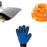 Miapet Tower Of Tracks Kedi Oyuncağı + Tüy Toplama Eldiveni + Elekli Kedi Tuvalet Paspası (Gri)