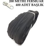 Miapollo T5 Plastikdiş Fermuar Antrasit Fermuar ve Başlık (200 mt Fermuar 400 Adet Başlık) - Krem Rengi
