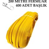 Miapollo T5 Plastikdiş Fermuar Hardal Fermuar ve Başlık (200 mt Fermuar 400 Adet Başlık) - Beyaz
