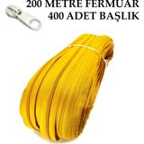 Miapollo T5 Plastikdiş Fermuar Hardal Fermuar ve Başlık (200 mt Fermuar 400 Adet Başlık) - Krem Rengi