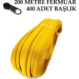 Miapollo T5 Plastikdiş Fermuar Hardal Fermuar ve Başlık (200 mt Fermuar 400 Adet Başlık) - Siyah