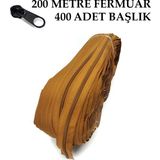 Miapollo T5 Plastikdiş Fermuar Kahverengi Fermuar ve Başlık (200 mt Fermuar 400 Adet Başlık) - Siyah