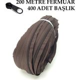 Miapollo T5 Plastikdiş Fermuar Koyu Kahve Fermuar ve Başlık (200 mt Fermuar 400 Adet Başlık) - Siyah