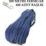 Miapollo T5 Plastikdiş Fermuar Lacivert Fermuar ve Başlık (200 mt Fermuar 400 Adet Başlık) - Krem Rengi