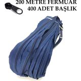 Miapollo T5 Plastikdiş Fermuar Lacivert Fermuar ve Başlık (200 mt Fermuar 400 Adet Başlık) - Siyah