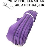 Miapollo T5 Plastikdiş Fermuar Mor Fermuar ve Başlık (200 mt Fermuar 400 Adet Başlık) - Beyaz