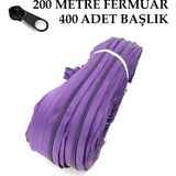 Miapollo T5 Plastikdiş Fermuar Mor Fermuar ve Başlık (200 mt Fermuar 400 Adet Başlık) - Siyah