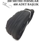 Miapollo T5 Plastikdiş Fermuar Siyah Fermuar ve Başlık (200 mt Fermuar 400 Adet Başlık) - Beyaz