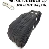 Miapollo T5 Plastikdiş Fermuar Siyah Fermuar ve Başlık (200 mt Fermuar 400 Adet Başlık) - Krem Rengi