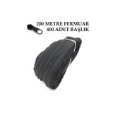Miapollo T5 Plastikdiş Fermuar Siyah Fermuar ve Başlık (200 mt Fermuar 400 Adet Başlık)