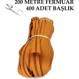 Miapollo T5 Plastikdiş Fermuar Taba Fermuar ve Başlık (200 mt Fermuar 400 Adet Başlık) - Beyaz