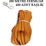 Miapollo T5 Plastikdiş Fermuar Taba Fermuar ve Başlık (200 mt Fermuar 400 Adet Başlık) - Krem Rengi