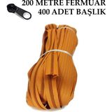 Miapollo T5 Plastikdiş Fermuar Taba Fermuar ve Başlık (200 mt Fermuar 400 Adet Başlık) - Siyah