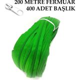 Miapollo T5 Plastikdiş Fermuar Yeşil Fermuar ve Başlık (200 mt Fermuar 400 Adet Başlık) - Beyaz