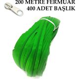 Miapollo T5 Plastikdiş Fermuar Yeşil Fermuar ve Başlık (200 mt Fermuar 400 Adet Başlık) - Krem Rengi