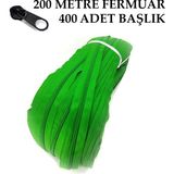 Miapollo T5 Plastikdiş Fermuar Yeşil Fermuar ve Başlık (200 mt Fermuar 400 Adet Başlık) - Siyah