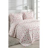 Miar home perde tekstil Miar Kalpli Desenli Çift Kişilik Pike Takımı / Yatak Örtüsü - 3 Parça - Kırmızı - 160 x 200 cm
