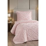 Miar home perde tekstil Miar Tek Kişilik Yatak Örtüsü 180 x 260 cm - Valonlu Model 1 Adet 50 x 70 Yastık Kılıfı - Pembe