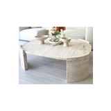 MIARIK DESIGN Alessia-Mermer Küp Camlı Orta Sehpa
