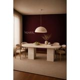Miarik Design Besh Traverten Yemek Masası - Köşe Yuvarlak Kesim, Traverten Köprü Ayak