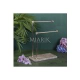 MIARIK DESIGN & DEKORASYON Dekoratif Mermer Ayaklı Iki Kollu Metal Banyo El Havluluk Standı