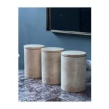 MIARIK DESIGN & DEKORASYON Dekoratif Traverten Mermer 3 lü Baharatlık Şekerlik Kavanoz Set