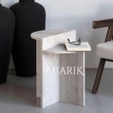 Miarik Design & Dekorasyon Traverten Yuvarlak Zaho Mermer Yan Sehpa , Masa , Orta Sehpa , Zigon