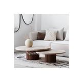 MIARIK DESIGN Dekoratif 2li Ahşap ve Traverten Orta Sehpa