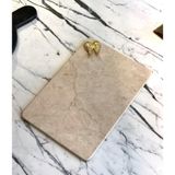 Miarik Design Dekoratif Bej Mermer Dikdörtgen Gold Melek Kanadı Detaylı Sunum Tepsısı Servis Tabağı