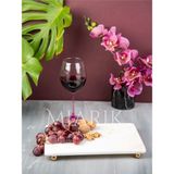 Miarik Design Dekoratif Beyaz Mermer Dikdörtgen Gold Top Ayaklı Sunum Tepsısı Servis Tabağı