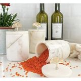 Miarik Design Dekoratif Beyaz Mermer Ginko 3 Lü Baharatlık Şekerlik Kavanoz Seti