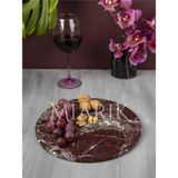 Miarik Design Dekoratif Bordo Mermer Tepsi Servis Sunum Tabağı