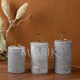 Miarik Design Dekoratif Gri Mermer Gold Renk Kugu Aksesuarli 3 Lü Baharatlık Şekerlik Kavanoz Seti
