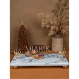 Miarik Design Dekoratif Mermer Dikdörtgen Zeytın Dalı Detaylı Sunum Tepsısı Servis Tabağı
