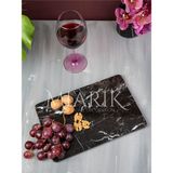 Miarik Design Dekoratif Siyah Mermer Dıkdortgen Tepsi Servis Sunum Tabağı