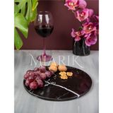 Miarik Design Dekoratif Sıyah Mermer Tepsi Servis Sunum Tabağı