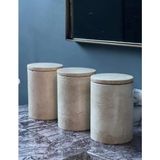 Miarik Design Dekoratif Traverten Mermer 3 Lü Baharatlık Şekerlik Kavanoz Set