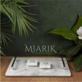 Miarik Design Doğal Mermer Nişan Tepsisi ve Yüzük Standı Gümüş Kulp