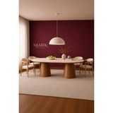 MIARIK DESIGN Kana - Ahsap Ayakli Traverten Yemek Masasi