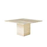 MIARIK DESIGN Seana-traverten Mermer Tek Küp Sütun Ayak Yemek Masası