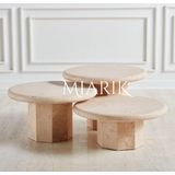 Miarik Design Traverten 3Lu Altıgen Ayak Orta Sehpa Lily