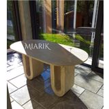 Miarik Design U Ayak Traverten Cenobia Mermer Yemek Masası