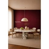 MIARIK DESIGN Yuvarlak Altıgen Ayak Menekse Mermer Yemek Masası