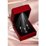 Miavi Silver Işıklı Kutuda 925 Ayar Gümüş Ametist Taşlı Damla Kolye Küpe Set